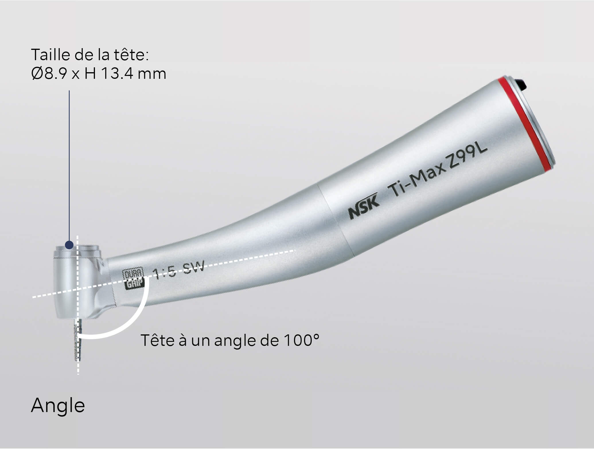 Angle de tête à 100°
